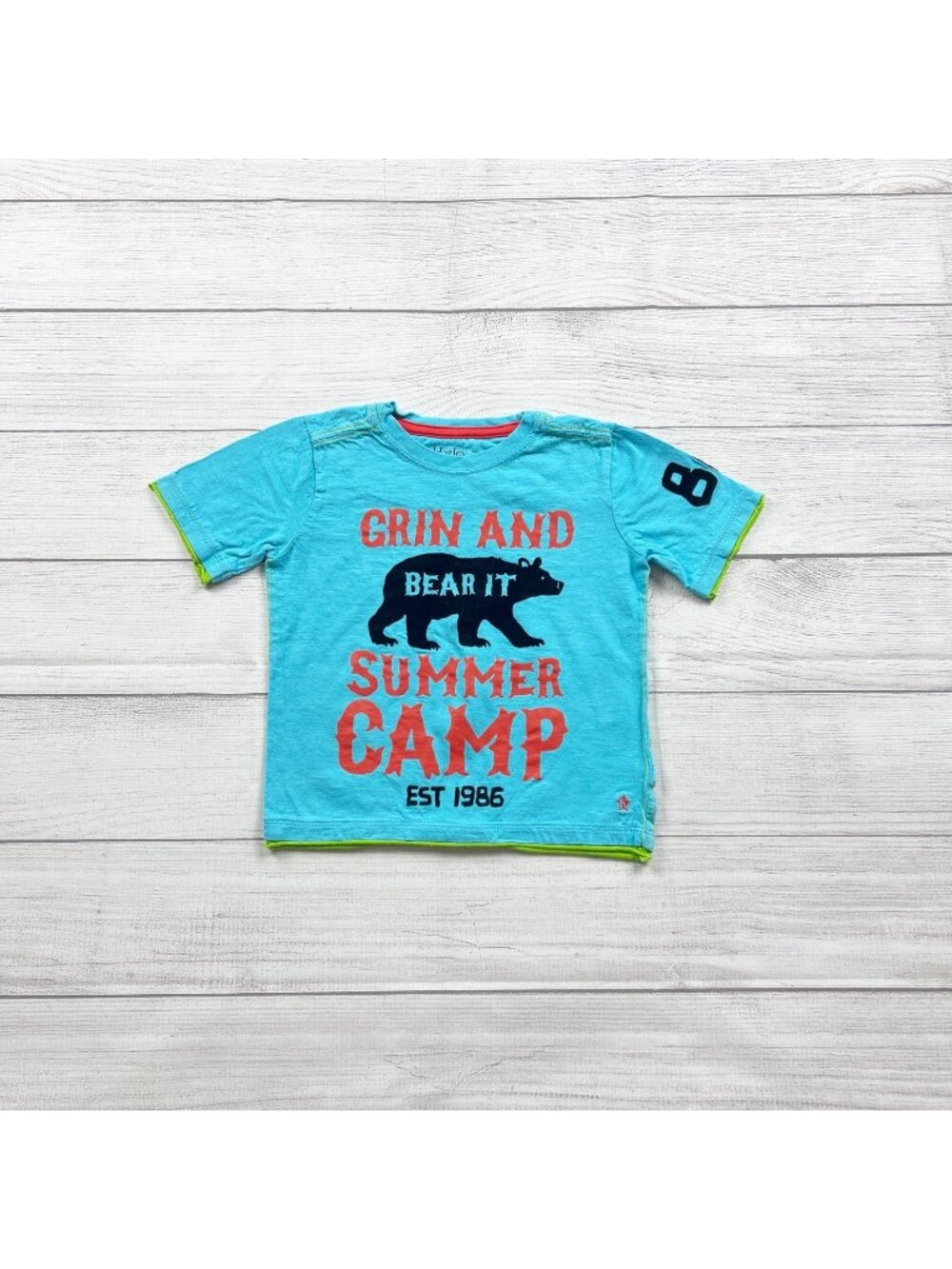 Hatley Grin And Bear It Summer Camp Graphic Tee Short Sleeve Blue 2T